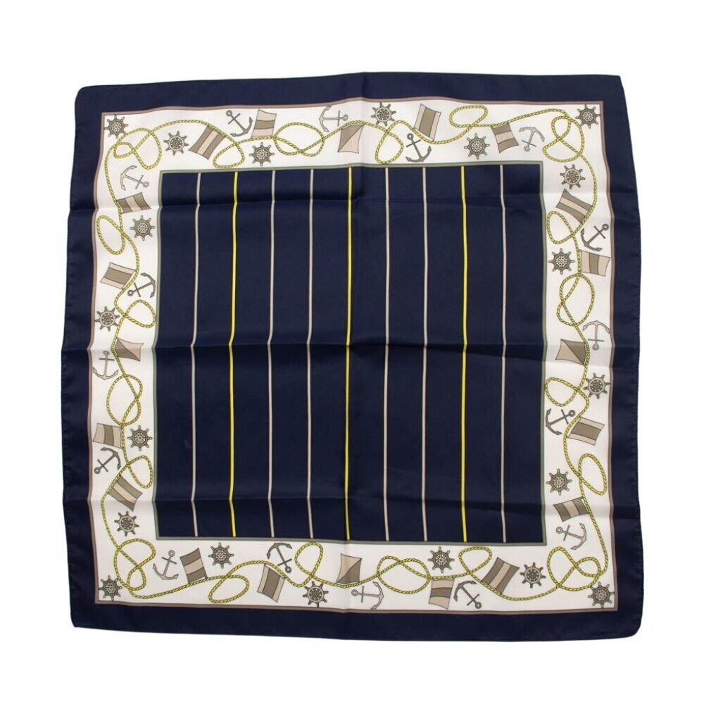 Nautical Themed Vintage 1990s Silk Scarf Square 20"